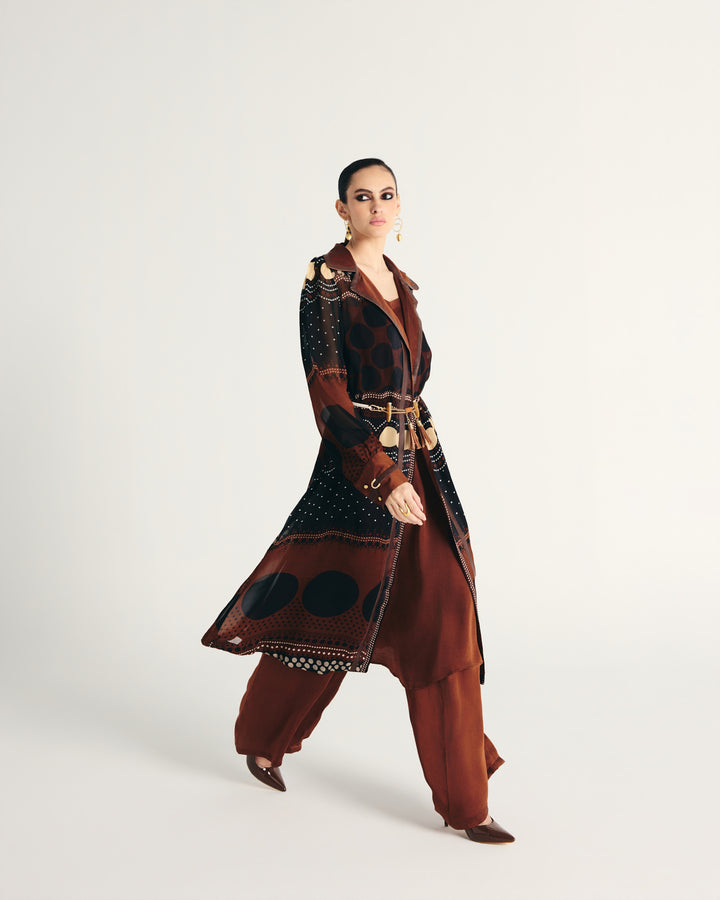 RUWAIDA TRENCH COAT SET-3 PCS