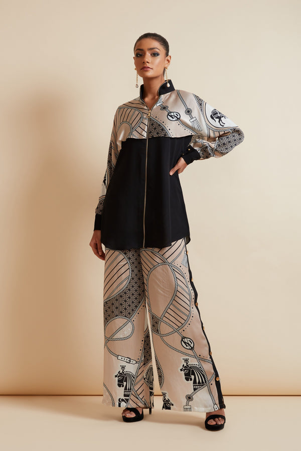 Luxury Jaide Beige Bemberg Satin Shirt For Women