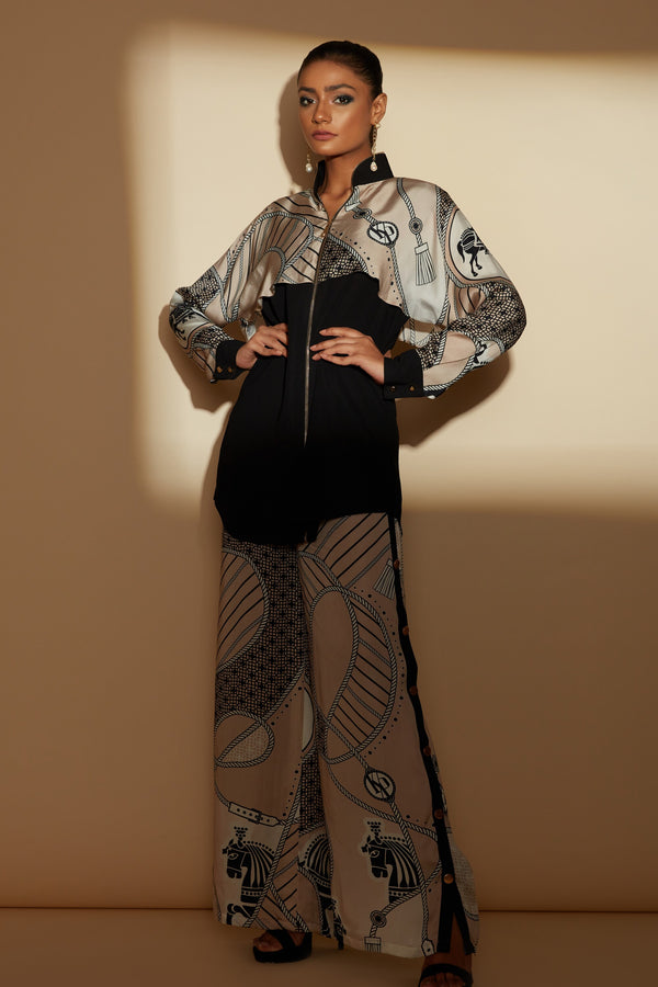 Luxury Jaide Beige Bemberg Satin Shirt For Women