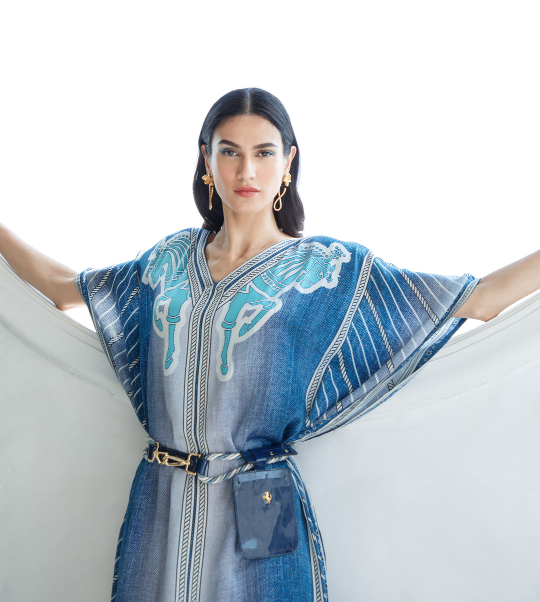 Luxury Denim Blue Exclusive Kaftans For Women