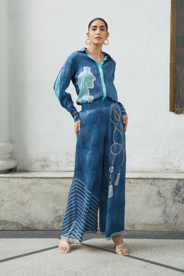 Premium Denim Blue Women Designer Pants